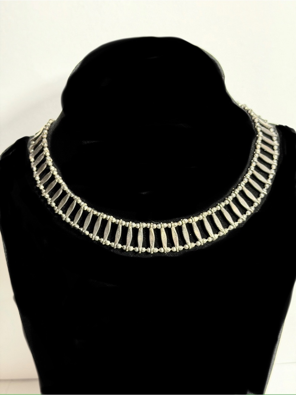 Edgy Gothic Metal Choker Necklace Ladder Style Silver 12 in w 3 in Ext Sz Small